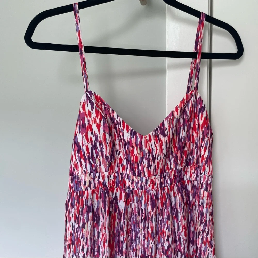 Felicity & Coco Maxi Dress Sz Large Multicolor Coral & Purple